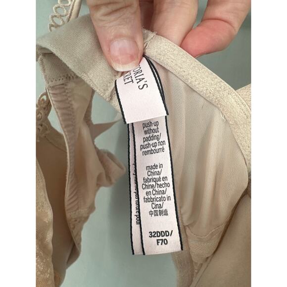 Victorias Secret Bra 32DDD Beige Lace Dream Angels Push Up Without Padding - Picture 3 of 5